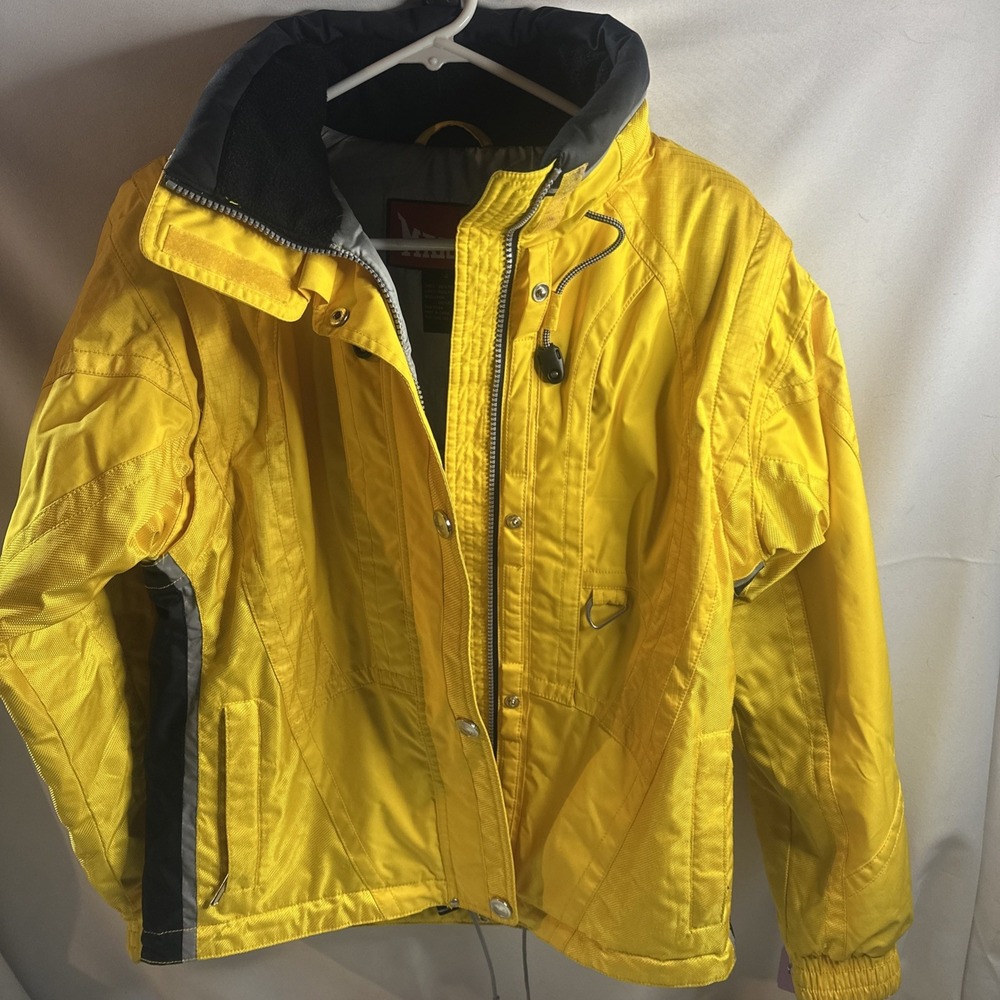 Vintage Marker Ski Jacket Convertible Vest Hidden Hood Yellow Womens Size 4